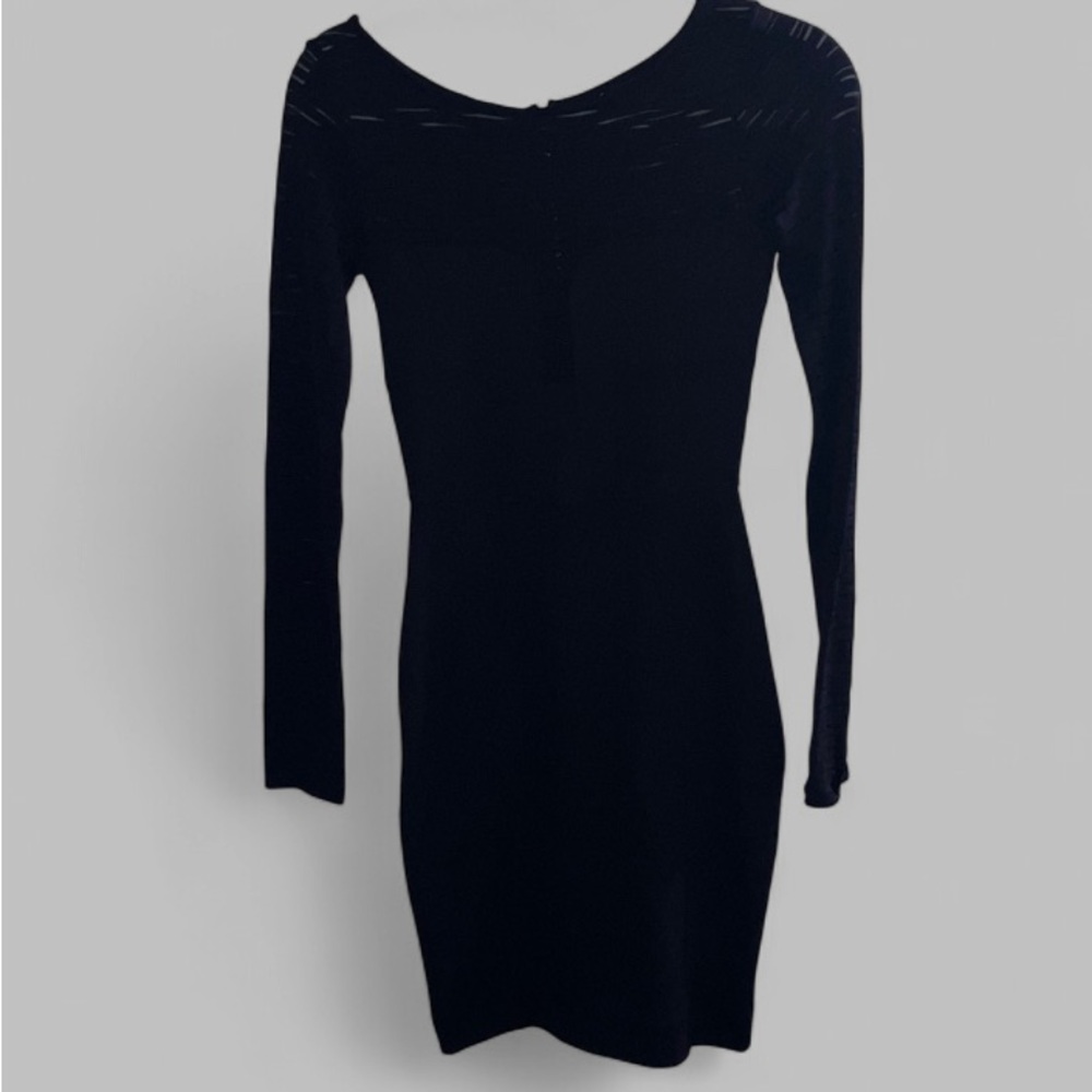 French Connection Body Con Long Sleeve Midi Black Dress Womens Sz 0 NWT